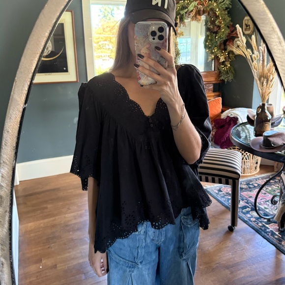 Free People Tops - Free People :: Costa Eyelet Top black sz XL